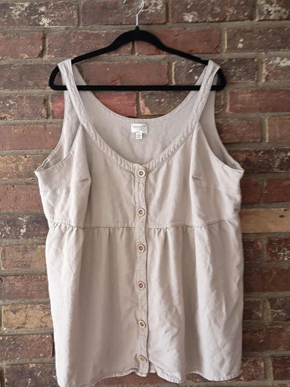 Terra & Sky Beige Button-Front Tank Tunic